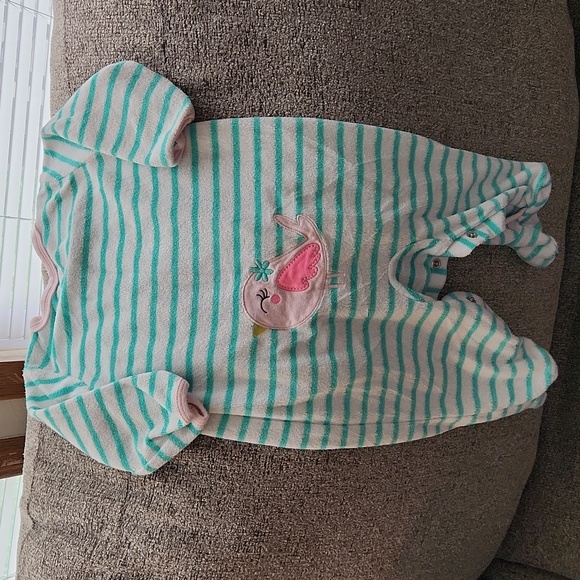 Carter's Teal and Pink Striped Footie - Picture 2 of 3